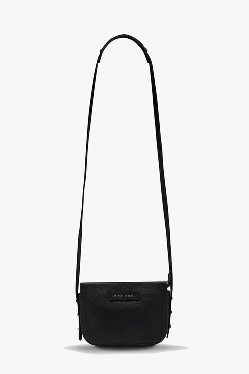 In Her Command Curved Base Black Cross Body Bag With Stud Detail ACC Bags - All, incl Phone Bags Status Anxiety   