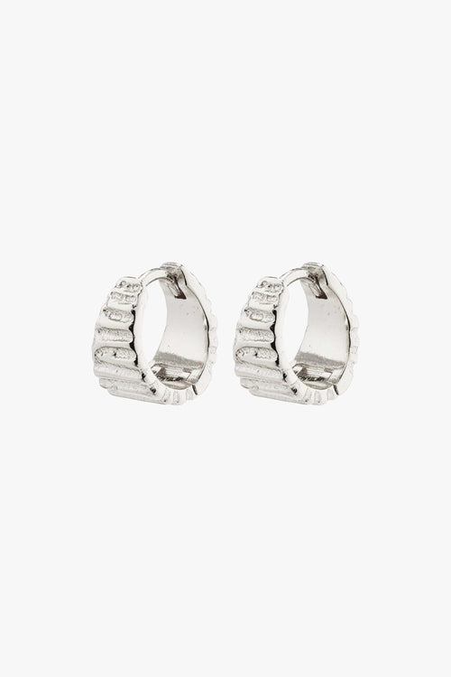 Jemma Silver Plated Textured Hoop Earrings ACC Jewellery Pilgrim   