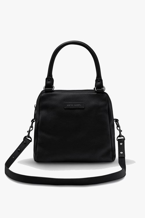 Black leather handbag