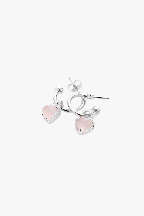 Love Anchor Heart Rose Quartz Semi Hoop Stud Earring ACC Jewellery Stolen Girlfriends Club   