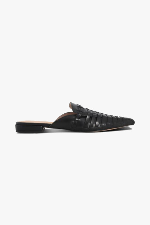 Magnolia Black Pointed Woven Leather Mule ACC Shoes - Loafers Nude   