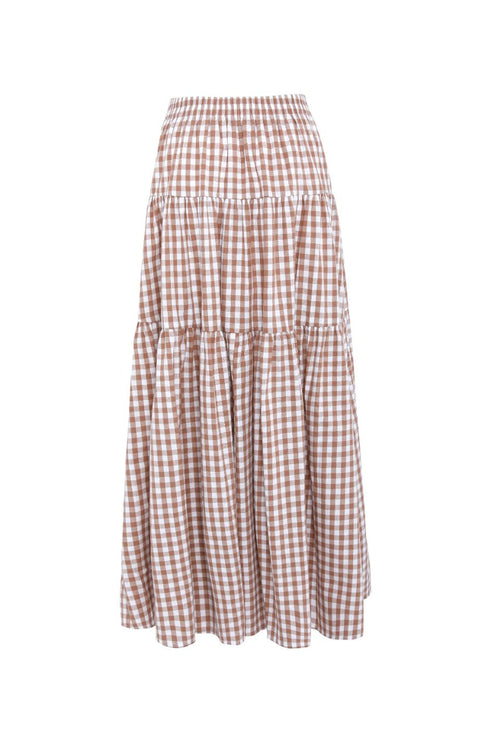 Playful Natural Gingham Tiered Maxi Skirt WW Skirt Among the Brave   