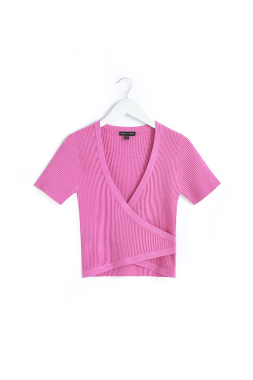 So Good Pink SS Wrap Knit Top WW Top Among the Brave   