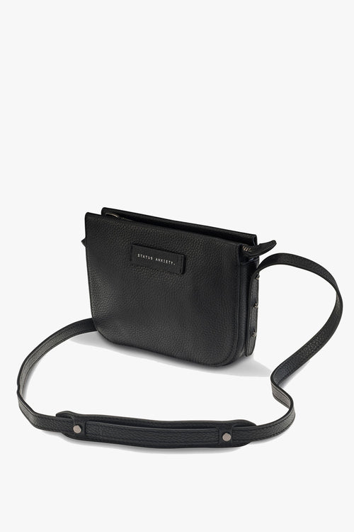 In Her Command Curved Base Black Cross Body Bag With Stud Detail ACC Bags - All, incl Phone Bags Status Anxiety   