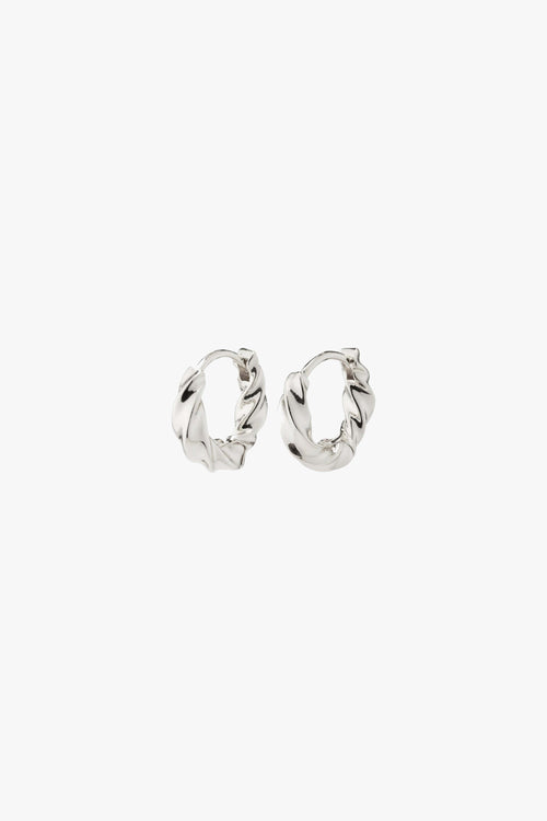 Taffy Recycled Small Swirl Hoop Earrings Silver ACC Jewellery Pilgrim   