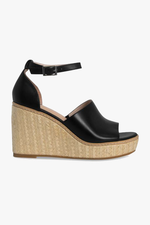 Tilley Black Ankle Strap Woven Wedge Heel ACC Shoes - Heels Nude   