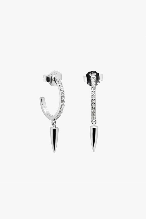 Dagger Diamante Sterling Silver Hoop Earrings ACC Jewellery Murkani   